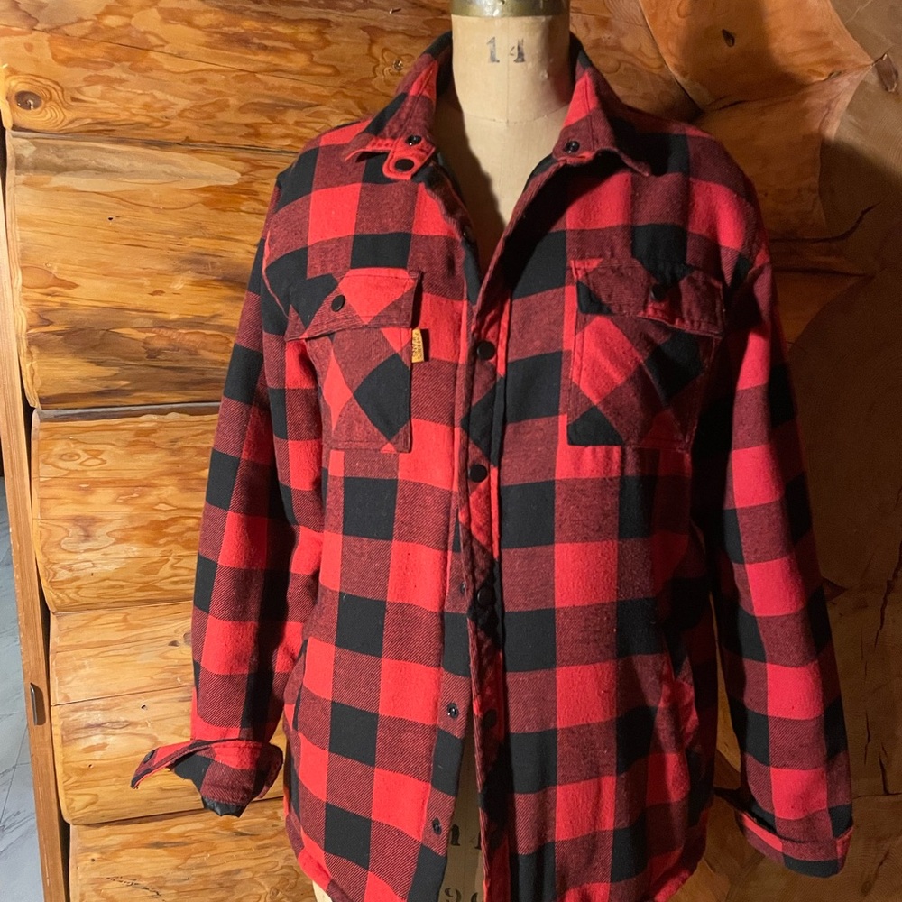 Red and Black Checkered women’s quilted Jacket